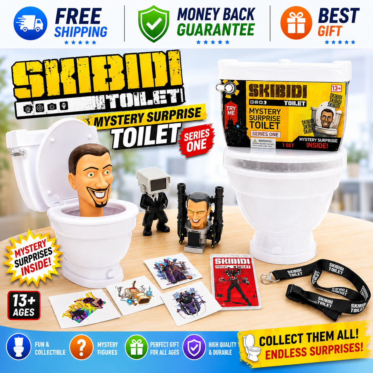 Skibidi Toilet Giant Mystery Surprise collectible toy with pop-up head and mystery figures